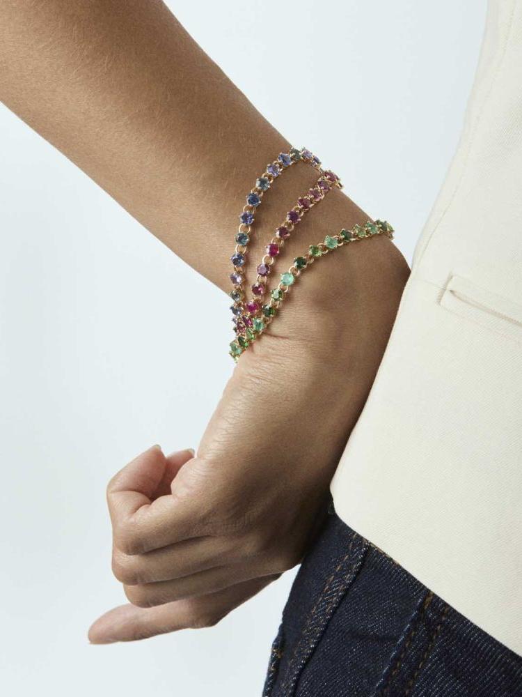 Shuga 4mm green precious gemstone tennis bracelet